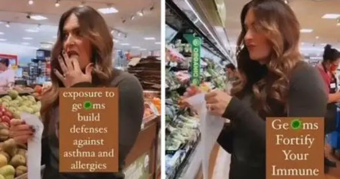 Vaccine influencer mom licks supermarket items to "build defenses against covid"
